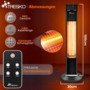 TRESKO Infrarot Stand-Heizstrahler 2000W mit Fernbedienung & Abdeckung | Wrmestrahler Terrasse elektrisch mit 3 Heizstufen | Terrassenstrahler Innen & Auen | Infrarotstrahler mit LED-Anzeige