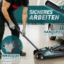 TRESKO Wagenheber hydraulisch 2,5T Hubhhe 85-385mm mit Tragekoffer | Hydraulik KFZ Rangierwagenheber flach fr tiefergelegte Autos & 360 Rollen inkl. 2X Gummiauflage, Schutzmatte, Handschuhe, Profilmesser