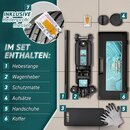 TRESKO Wagenheber hydraulisch 2,5T Hubhhe 85-385mm mit Tragekoffer | Hydraulik KFZ Rangierwagenheber flach fr tiefergelegte Autos & 360 Rollen inkl. 2X Gummiauflage, Schutzmatte, Handschuhe, Profilmesser