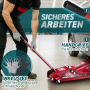 TRESKO� Wagenheber hydraulisch 2,5T Hubh�he 85-385mm mit Tragekoffer | Hydraulik KFZ Rangierwagenheber flach f�r tiefergelegte Autos & 360� Rollen inkl. 2X Gummiauflage, Schutzmatte, Handschuhe, Profilmesser