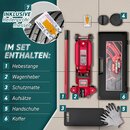 TRESKO� Wagenheber hydraulisch 2,5T Hubh�he 85-385mm mit Tragekoffer | Hydraulik KFZ Rangierwagenheber flach f�r tiefergelegte Autos & 360� Rollen inkl. 2X Gummiauflage, Schutzmatte, Handschuhe, Profilmesser