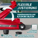 TRESKO� Wagenheber hydraulisch 2,5T Hubh�he 85-385mm mit Tragekoffer | Hydraulik KFZ Rangierwagenheber flach f�r tiefergelegte Autos & 360� Rollen inkl. 2X Gummiauflage, Schutzmatte, Handschuhe, Profilmesser