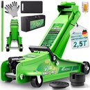 TRESKO� Wagenheber hydraulisch 2,5T Hubh�he 85-385mm mit Tragekoffer | Hydraulik KFZ Rangierwagenheber flach f�r tiefergelegte Autos & 360� Rollen inkl. 2X Gummiauflage, Schutzmatte, Handschuhe, Profilmesser