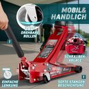 TRESKO� Wagenheber hydraulisch 3T Hubh�he 75-510mm | Hydraulik KFZ Rangierwagenheber flach Doppelkolben & 360� Rollen inkl. 2X Gummiauflage, Schutzmatte, Handschuhe, Profilmesser