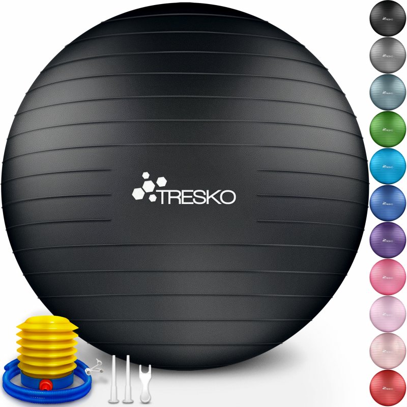 TRESKO Gymnastikball mit Pumpe Fitnessball Yogaball Sitzball Sportball Pilates Ball Sportball
