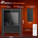 TRESKO Elektrokamin mit Heizung & Fernbedienung 2000W, WiFi App | Kamin elektrisch LED-Flammeneffekt & LCD-Display | Kaminfeuer mit Thermostat, Timer | Elektro Kaminofen Standkamin Heizlfter