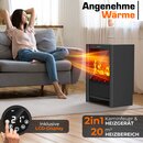 TRESKO Elektrokamin mit Heizung & Fernbedienung 2000W, WiFi App | Kamin elektrisch LED-Flammeneffekt & LCD-Display | Kaminfeuer mit Thermostat, Timer | Elektro Kaminofen Standkamin Heizlfter