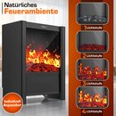 TRESKO Elektrokamin mit Heizung & Fernbedienung 2000W, WiFi App | Kamin elektrisch LED-Flammeneffekt & LCD-Display | Kaminfeuer mit Thermostat, Timer | Elektro Kaminofen Standkamin Heizlfter