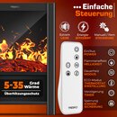 TRESKO Elektrokamin mit Heizung & Fernbedienung 2000W, WiFi App | Kamin elektrisch LED-Flammeneffekt & LCD-Display | Kaminfeuer mit Thermostat, Timer | Elektro Kaminofen Standkamin Heizlfter