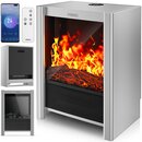 TRESKO Elektrokamin mit Heizung & Fernbedienung 2000W, WiFi App | Kamin elektrisch LED-Flammeneffekt & LCD-Display | Kaminfeuer mit Thermostat, Timer | Elektro Kaminofen Standkamin Heizlfter