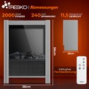 TRESKO Elektrokamin mit Heizung & Fernbedienung 2000W, WiFi App | Kamin elektrisch LED-Flammeneffekt & LCD-Display | Kaminfeuer mit Thermostat, Timer | Elektro Kaminofen Standkamin Heizlfter