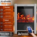 TRESKO Elektrokamin mit Heizung & Fernbedienung 2000W, WiFi App | Kamin elektrisch LED-Flammeneffekt & LCD-Display | Kaminfeuer mit Thermostat, Timer | Elektro Kaminofen Standkamin Heizlfter