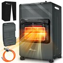 TRESKO 4200 Watt Gasheizer Anthrazit inkl. Gasdruckregler Gasschlauch + Abdeckung | Gasofen Gasheizofen Keramik mit 3 Stufen | Infrarot Gasheizgert Heizstrahler fr Butan- oder Propangasflaschen bis 15 kg