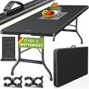 tillvex Gartentisch 220x70cm klappbar Schwarz Kunststoff | Buffettisch mit Tragegriff | Klapptisch fr Garten Terrasse und Balkon | Campingtisch 10 Personen