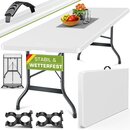tillvex Gartentisch 220x70cm klappbar Wei� Kunststoff | Buffettisch mit Tragegriff | Klapptisch f�r Garten Terrasse und Balkon | Campingtisch 10 Personen