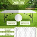 tillvex Gartentisch 220x70cm klappbar Wei� Kunststoff | Buffettisch mit Tragegriff | Klapptisch f�r Garten Terrasse und Balkon | Campingtisch 10 Personen