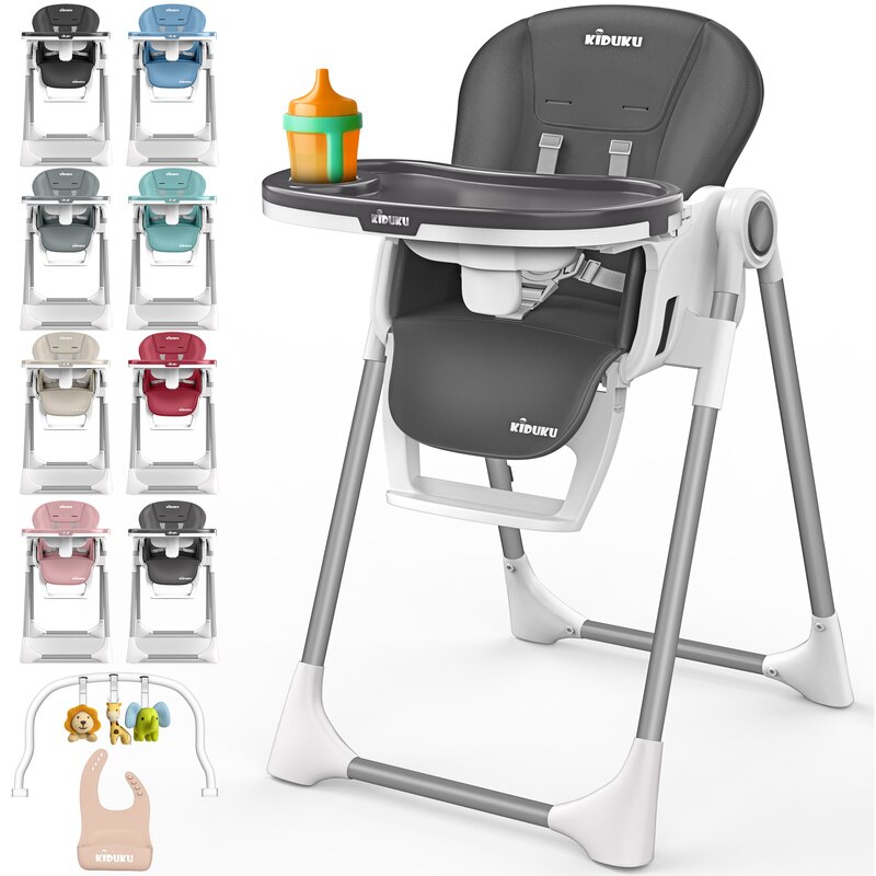 KIDUKU Hochstuhl Baby 3in1 mit Neugeborenenaufsatz + Ltzchen, Spielbogen & Tisch | Kinderhochstuhl klappbar mit Liegefunktion | Kombihochstuhl hhenverstellbar | Babystuhl mitwachsend 0-36 Monate