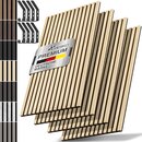 TRESKO� Akustikpaneele Holz 120�60 cm inkl. Kleiderhaken | Wandverkleidung Eiche Grau als 3D Lamellenwand | Holzpaneele Paneele f�r Schallschutz | Akustik Wandpaneele mit Montageset
