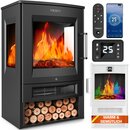 TRESKO Elektrokamin mit Heizung inkl. Fernbedienung & WiFi App | Kamin elektrisch 1800W LED-Flammeneffekt Farbmodi | Kaminfeuer Thermostat, Timer | Elektro Kaminofen Standkamin 2 Heizstufen