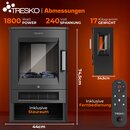 TRESKO Elektrokamin mit Heizung inkl. Fernbedienung & WiFi App | Kamin elektrisch 1800W LED-Flammeneffekt Farbmodi | Kaminfeuer Thermostat, Timer | Elektro Kaminofen Standkamin 2 Heizstufen