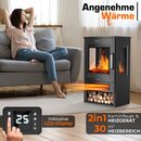 TRESKO Elektrokamin mit Heizung inkl. Fernbedienung & WiFi App | Kamin elektrisch 1800W LED-Flammeneffekt Farbmodi | Kaminfeuer Thermostat, Timer | Elektro Kaminofen Standkamin 2 Heizstufen