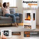 TRESKO� Elektrokamin mit Heizung inkl. Fernbedienung & WiFi App | Kamin elektrisch 1800W LED-Flammeneffekt Farbmodi | Kaminfeuer Thermostat, Timer | Elektro Kaminofen Standkamin 2 Heizstufen