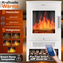 TRESKO� Elektrokamin mit Heizung inkl. Fernbedienung & WiFi App | Kamin elektrisch 1800W LED-Flammeneffekt Farbmodi | Kaminfeuer Thermostat, Timer | Elektro Kaminofen Standkamin 2 Heizstufen