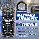 TRESKO� 2x Schneeketten Auto inkl. Handschuhe und Aufbewahrungsbox | PKW Metall Reifenketten | Schneekette EN 16662-1 & �NORM V5117 | Schnelle Montage | F�r Front-, Heck-, Allrad