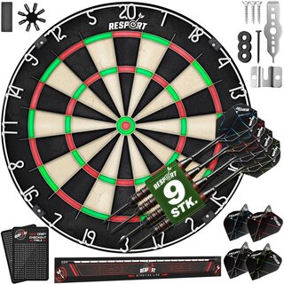 RE:SPORT Dartscheibe XXL Set mit 9 Profi Dartpfeile + 24...