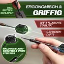 RE:SPORT Dartscheibe XXL Set mit 9 Profi Dartpfeile + 24 Pro Flights + Zubehr | Steeldart aus hochwertigstem Sisal | Dartboard Komplettset inkl. Montageset | Steeldartscheibe mit Pfeilen Metallspitze Startlinie