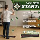 RE:SPORT Dartscheibe XXL Set mit 9 Profi Dartpfeile + 24 Pro Flights + Zubehr | Steeldart aus hochwertigstem Sisal | Dartboard Komplettset inkl. Montageset | Steeldartscheibe mit Pfeilen Metallspitze Startlinie