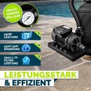 tillvex� Sandfilteranlage Pool mit Timer 7.900L/h inkl. 400g Filterb�lle | Filteranlage 7-Wege Ventil & 2in1 Adapter �32mm - 38mm | Poolfilter mit Druckanzeige | Sandfilter f�r Schwimmbecken AquaBlack Pro