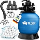 tillvex� Sandfilter Pool ohne Pumpe + 400g Filterb�lle bis 21m� (21.000 Liter) Pools | Filterkessel Poolfilter inkl. Adapter �32-38mm | Sandfilterkessel mit 7-Wege-Ventil, Manometer & Saugschlauch