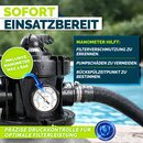 tillvex� Sandfilter Pool ohne Pumpe + 800g Filterb�lle bis 35m� (35.000 Liter) Pools | Filterkessel Poolfilter inkl. Adapter �32-38mm | Sandfilterkessel mit 7-Wege-Ventil, Manometer & Saugschlauch