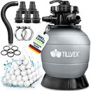 tillvex� Sandfilter Pool ohne Pumpe + 1200g Filterb�lle bis 50m� (50.000 Liter) Pools | Filterkessel Poolfilter inkl. Adapter �32-38mm | Sandfilterkessel mit 7-Wege-Ventil, Manometer & Saugschlauch