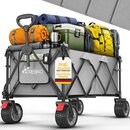TRESKO� Bollerwagen faltbar 215L mit Bremse | Handwagen klappbar 150kg inkl. Vollgummireifen | Faltbarer Strandwagen Extra Breite All-Terrain-R�der | Transportwagen mit Tragetasche