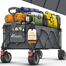 TRESKO� Bollerwagen faltbar 215L mit Bremse | Handwagen klappbar 150kg inkl. Vollgummireifen | Faltbarer Strandwagen Extra Breite All-Terrain-R�der | Transportwagen mit Tragetasche