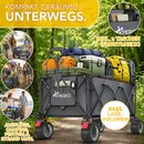 TRESKO� Bollerwagen faltbar 215L mit Bremse | Handwagen klappbar 150kg inkl. Vollgummireifen | Faltbarer Strandwagen Extra Breite All-Terrain-R�der | Transportwagen mit Tragetasche