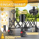 TRESKO� Bollerwagen faltbar 215L mit Bremse | Handwagen klappbar 150kg inkl. Vollgummireifen | Faltbarer Strandwagen Extra Breite All-Terrain-R�der | Transportwagen mit Tragetasche