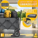 TRESKO� Bollerwagen faltbar 215L mit Bremse | Handwagen klappbar 150kg inkl. Vollgummireifen | Faltbarer Strandwagen Extra Breite All-Terrain-R�der | Transportwagen mit Tragetasche