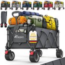 TRESKO� Bollerwagen faltbar 300L mit Bremse | Handwagen klappbar 150kg inkl. Vollgummireifen | Faltbarer Strandwagen mit Extra Breite All-Terrain-R�der | Gartenwagen Transportwagen mit Tragetasche