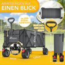 TRESKO� Bollerwagen faltbar 300L mit Bremse | Handwagen klappbar 150kg inkl. Vollgummireifen | Faltbarer Strandwagen mit Extra Breite All-Terrain-R�der | Gartenwagen Transportwagen mit Tragetasche