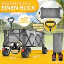 TRESKO� Bollerwagen faltbar 300L mit Bremse Grau | Handwagen klappbar 150kg inkl. Vollgummireifen | Faltbarer Strandwagen mit Extra Breite All-Terrain-R�der | Gartenwagen Transportwagen mit Tragetasche