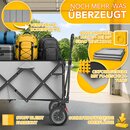 TRESKO� Bollerwagen faltbar 300L mit Bremse Grau | Handwagen klappbar 150kg inkl. Vollgummireifen | Faltbarer Strandwagen mit Extra Breite All-Terrain-R�der | Gartenwagen Transportwagen mit Tragetasche