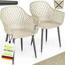 tillvex� Gartenstuhl 2er Set Wetterfest mit Armlehne Beige | Outdoor St�hle bis 120kg belastbar | Gartenst�hle UV-best�ndig | Terrassenstuhl Gartenm�bel Terrasse Balkon Outdoor Garten