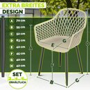 tillvex� Gartenstuhl 2er Set Wetterfest mit Armlehne Beige | Outdoor St�hle bis 120kg belastbar | Gartenst�hle UV-best�ndig | Terrassenstuhl Gartenm�bel Terrasse Balkon Outdoor Garten