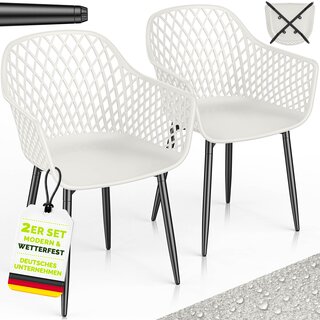 tillvex� Gartenstuhl 2er Set Wetterfest mit Armlehne Wei�...