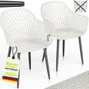 tillvex� Gartenstuhl 2er Set Wetterfest mit Armlehne Wei� | Outdoor St�hle bis 120kg belastbar | Gartenst�hle UV-best�ndig | Terrassenstuhl Gartenm�bel Terrasse Balkon Outdoor Garten