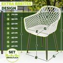 tillvex� Gartenstuhl 2er Set Wetterfest mit Armlehne Wei� | Outdoor St�hle bis 120kg belastbar | Gartenst�hle UV-best�ndig | Terrassenstuhl Gartenm�bel Terrasse Balkon Outdoor Garten