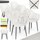 tillvex� Gartenstuhl 6er Set Wetterfest mit Armlehne Wei� | Outdoor St�hle bis 120kg belastbar | Gartenst�hle UV-best�ndig | Terrassenstuhl Gartenm�bel Terrasse Balkon Outdoor Garten